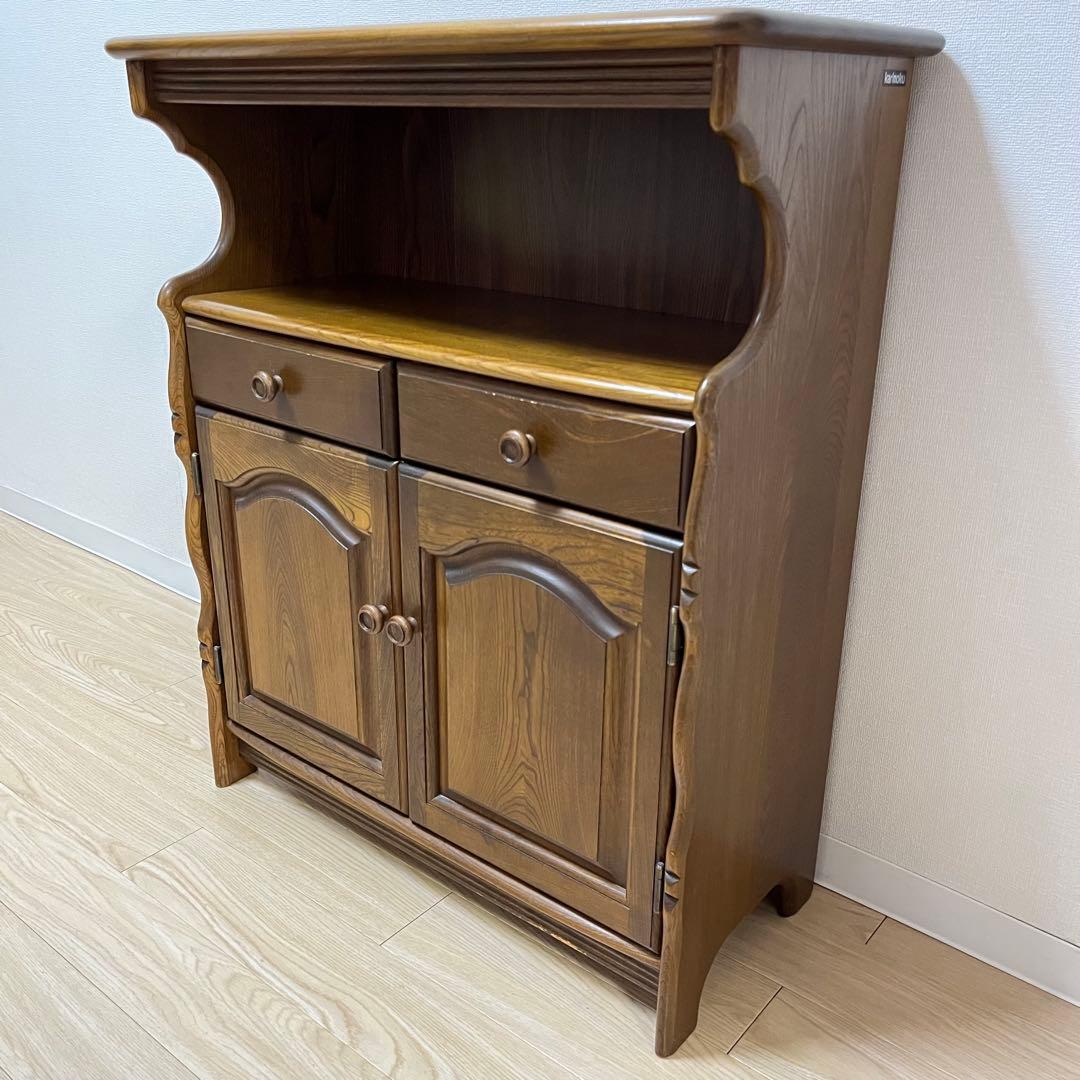 美品 Karimoku カリモク 木製 電話台 キャビネット飾り棚