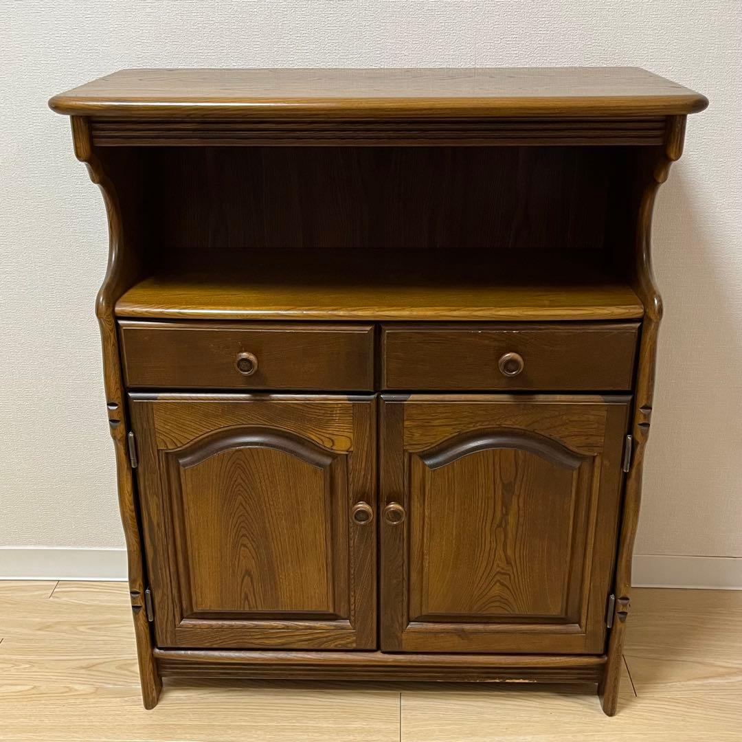 美品 Karimoku カリモク 木製 電話台 キャビネット飾り棚