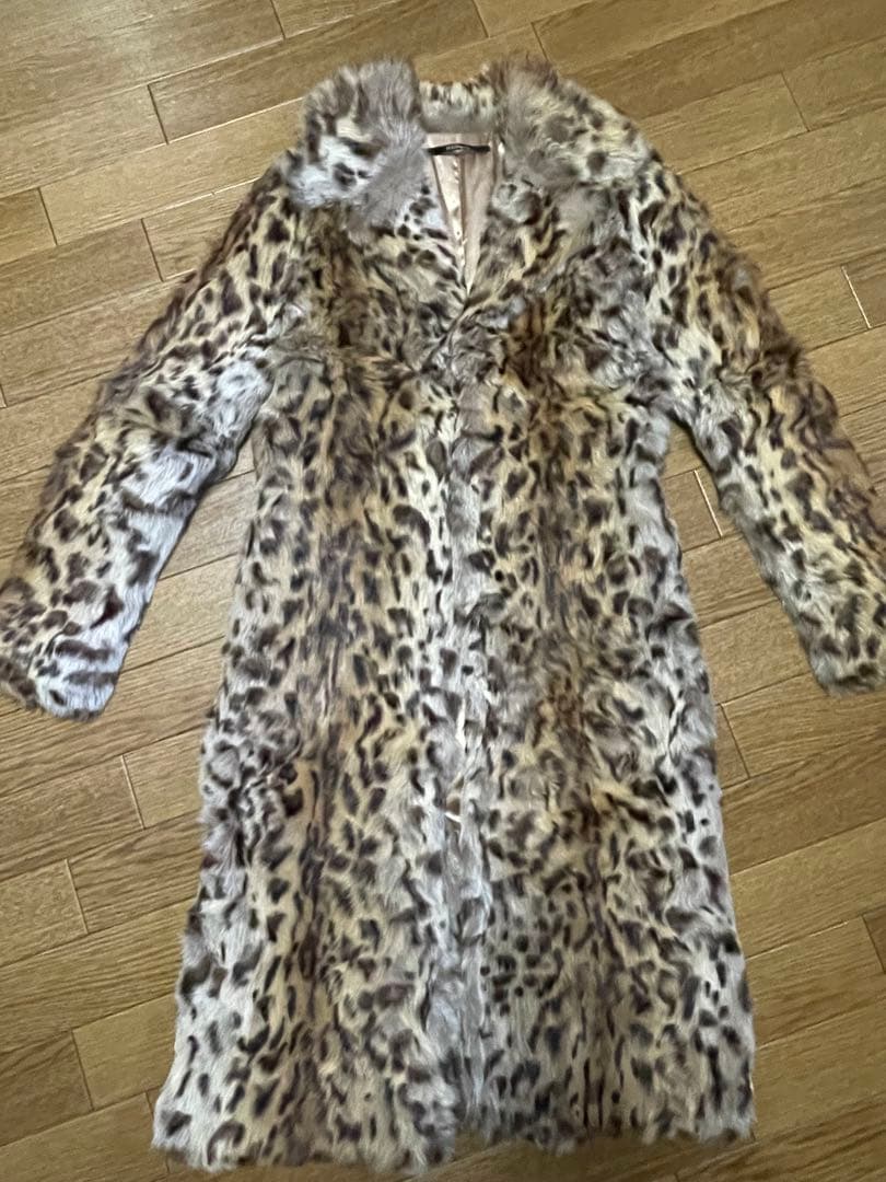 新品未使用　DURAS ヒョウ柄コート　ラビットファー100%