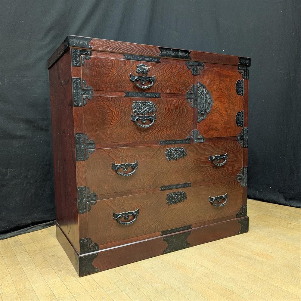 江戸民芸　牧正 作　欅 ケヤキ　整理箪笥　タンス　たんす　箪笥　チェスト　抽斗