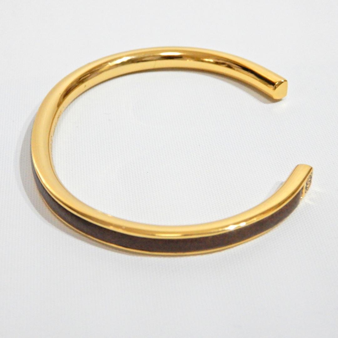 LOEWE ロエベ　バングル ブレスレット　アナグラム　メタル×レザー