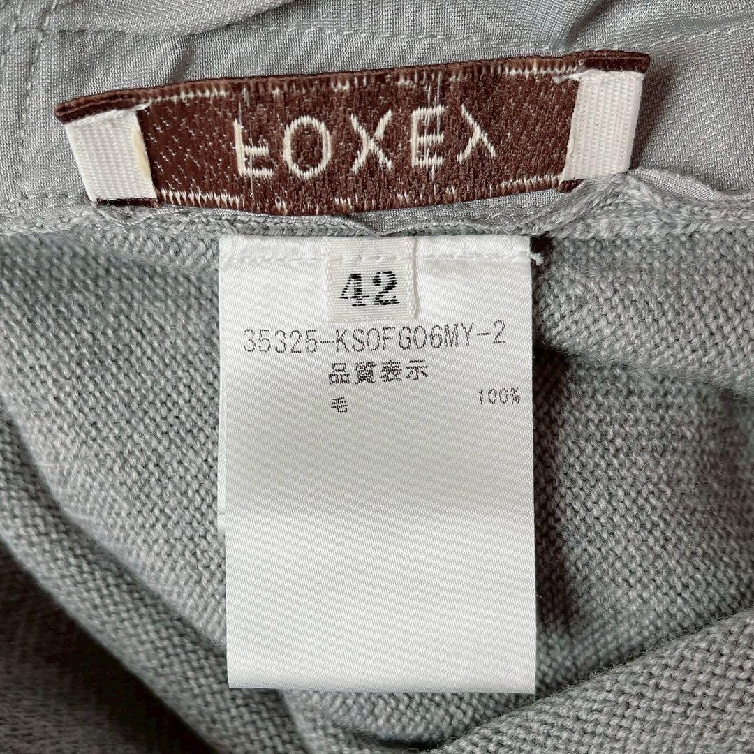 【美品】フォクシー ニットワンピースドレス トロンプ・ルイユ 長袖 グレー