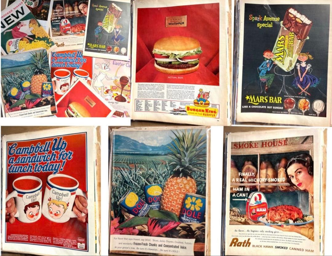 まとめて170枚◆ビンテージ、雑誌広告（1950～食品・他＜LIFE誌・ライフ誌