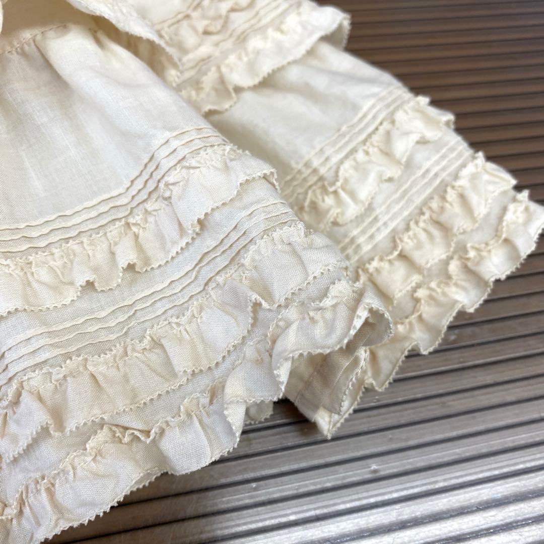 <極美品>ピンクハウス 綿ローン 半袖チュニックブラウス 生成り バニラ