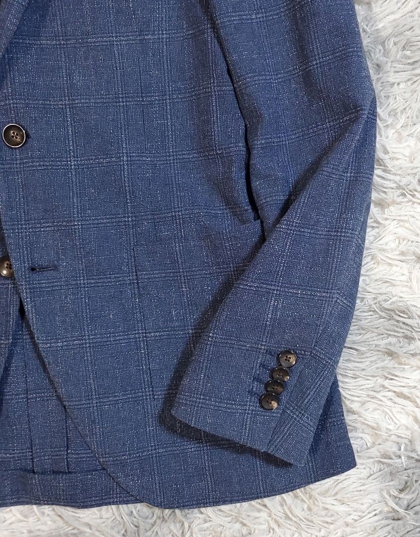 【良品】ラルディーニ　コットンリネンジャケット　近年タグ　ネイビー　44