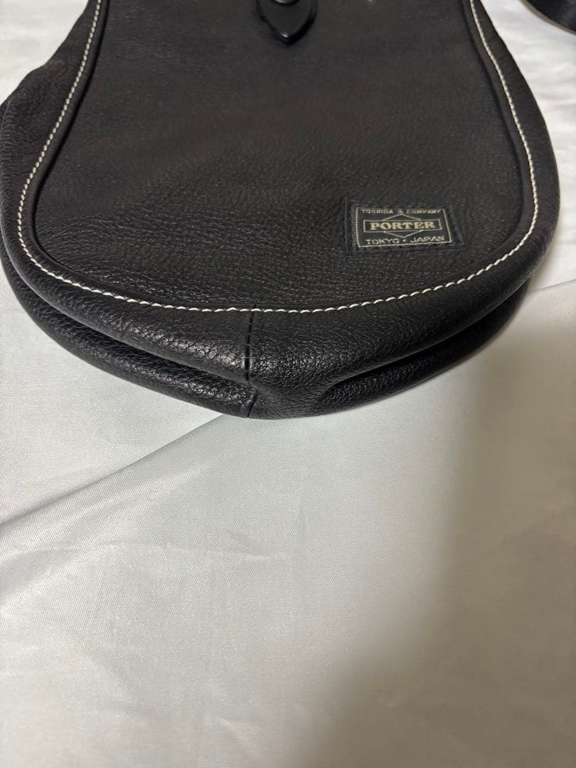 PORTER CISCOブラックレザー ショルダーバッグ L