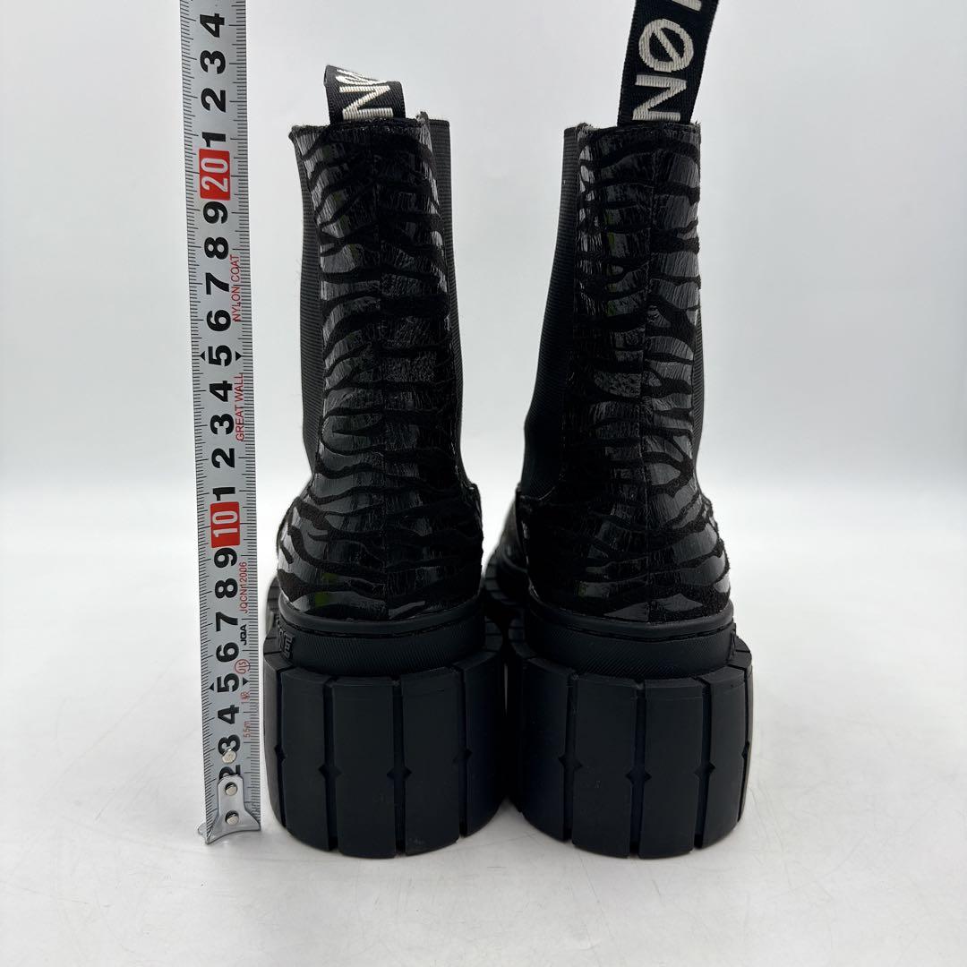 【未使用】NO NAME ノーネーム サイドゴア ブーツ 厚底 ゼブラ柄