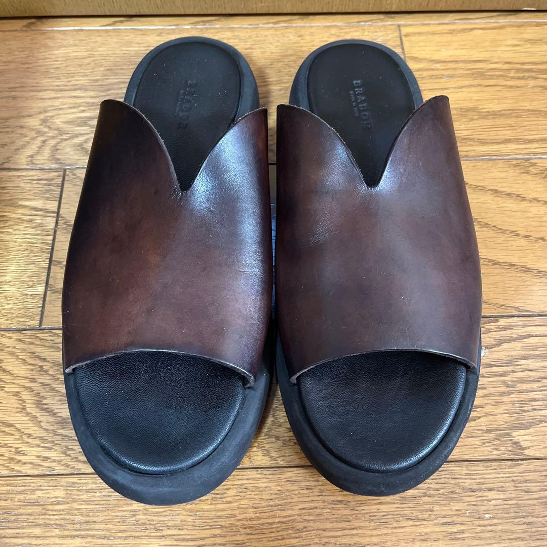 BRADOR 厚底レザーサンダル　38 ダークブラウン　　ブラドール　イタリア製