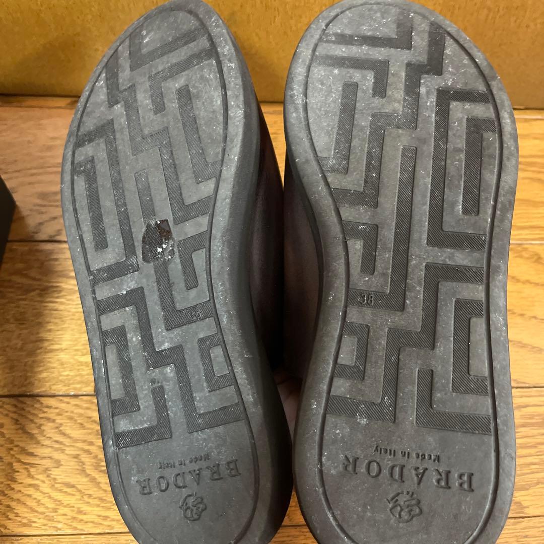 BRADOR 厚底レザーサンダル　38 ダークブラウン　　ブラドール　イタリア製