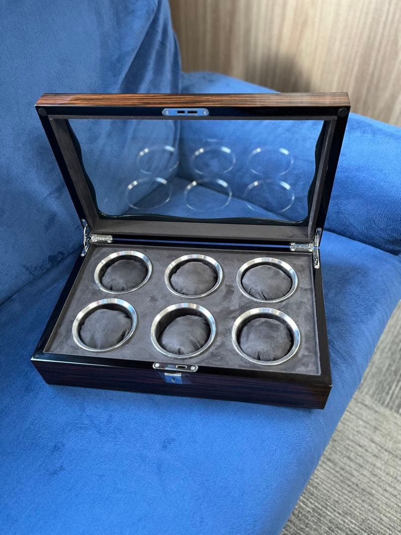 エスプリマ腕時計収納ケース6個用　鍵付き　木　コクタン　高級コレクション