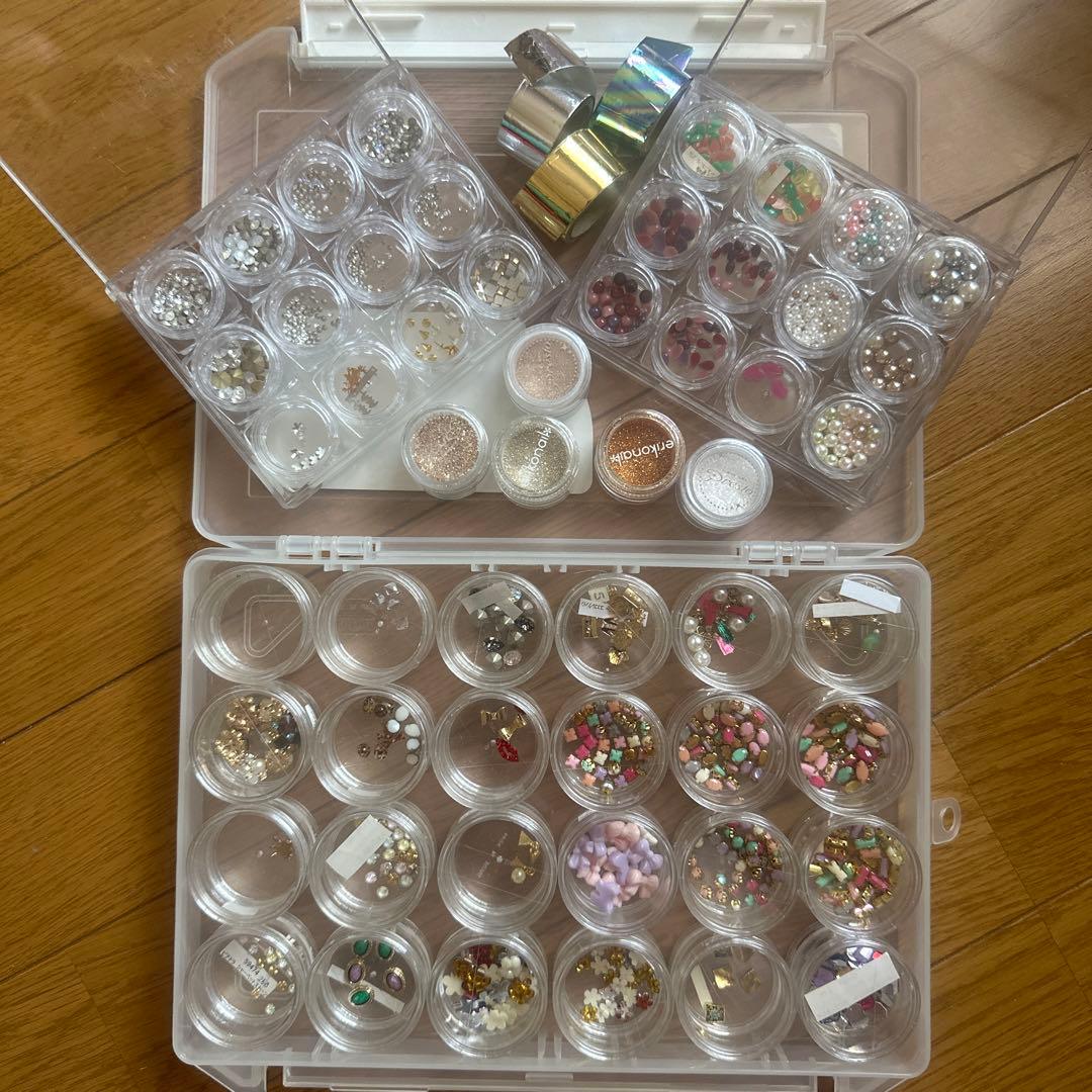 スワロフスキー パール パーツ 大量 ネイル セット ケース付き