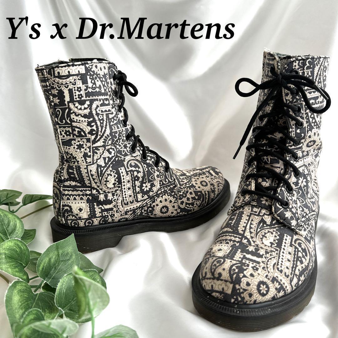 コラボ　希少　ドクターマーチン　ワイズ　総柄　9ホール　サイドジップ　ブーツ