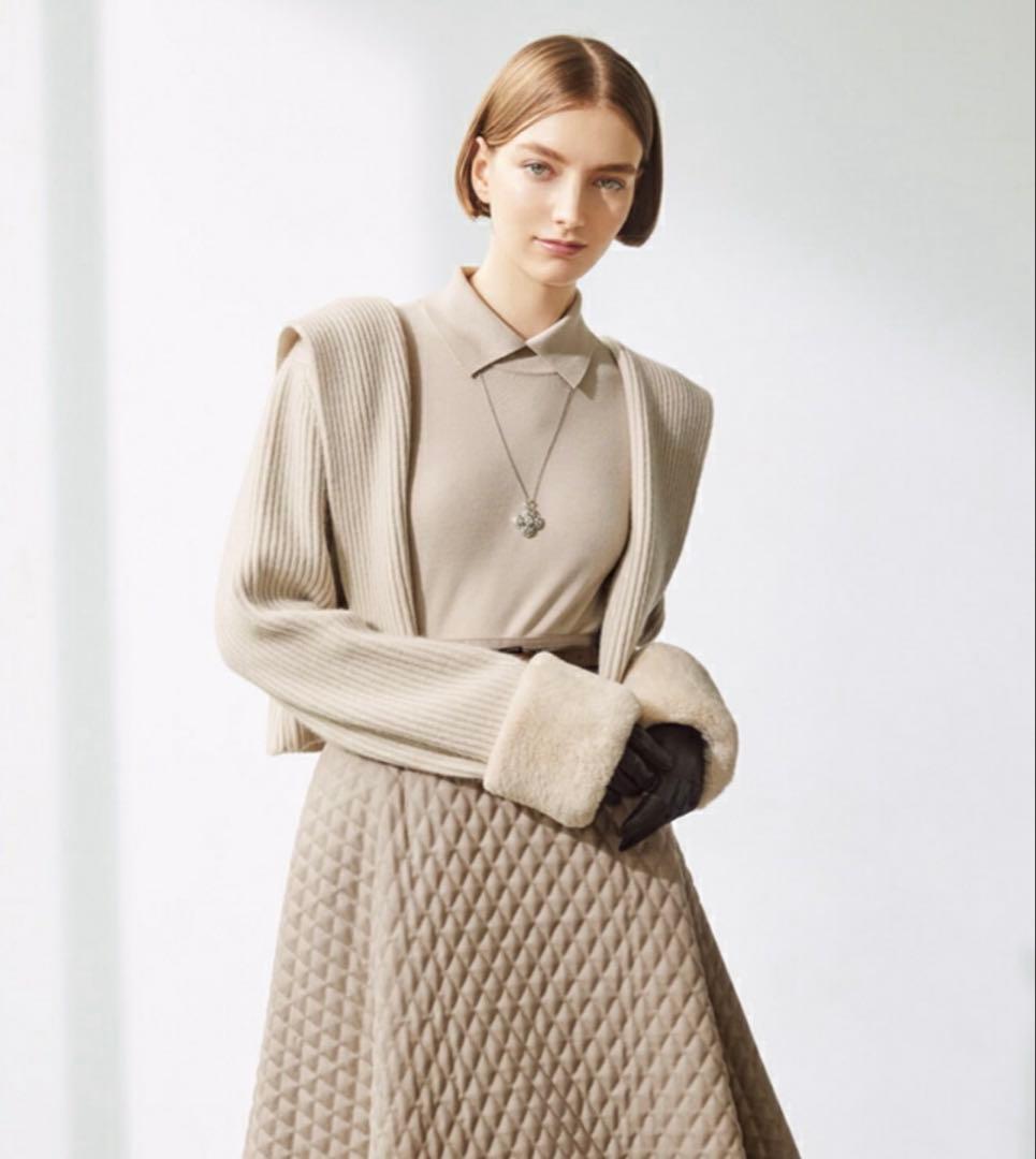 フォクシー　カシミヤ　ニットジャケット　ハミング　カシミヤ　ヌートリア