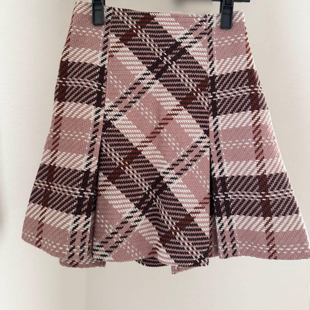SNIDEL ロービングチェックミニスカート ピンク 1サイズ