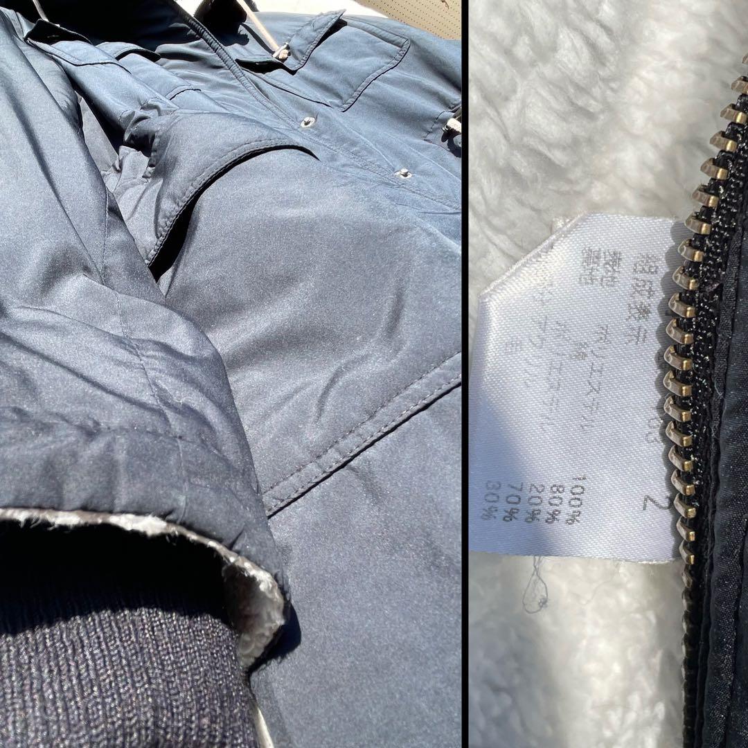 ボア モッズコート フード ウール コットン フーデッドコート ホワイト 黒