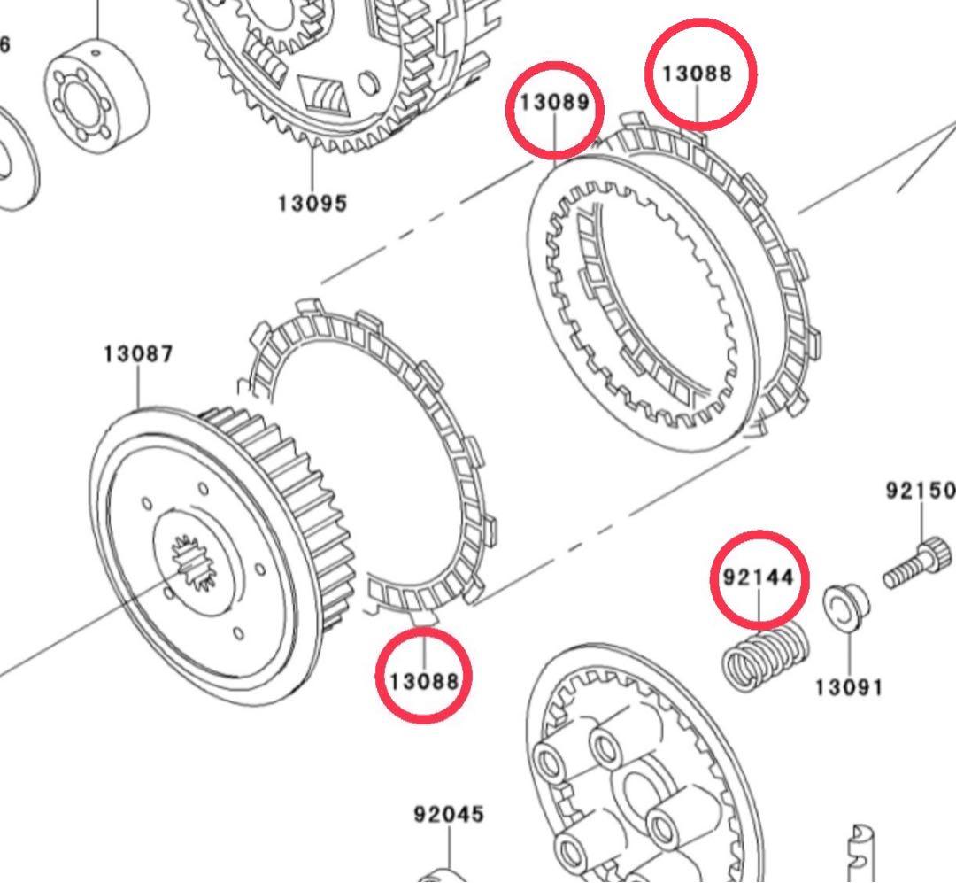 カワサキ純正新品 ZRX400 ZRX400Ⅱ クラッチ板 フルセット全年式対応