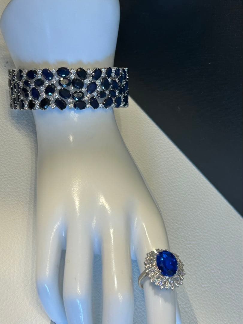 タ*ん様 天然石サファイアゴージャスバングル￼ +セットアップリング