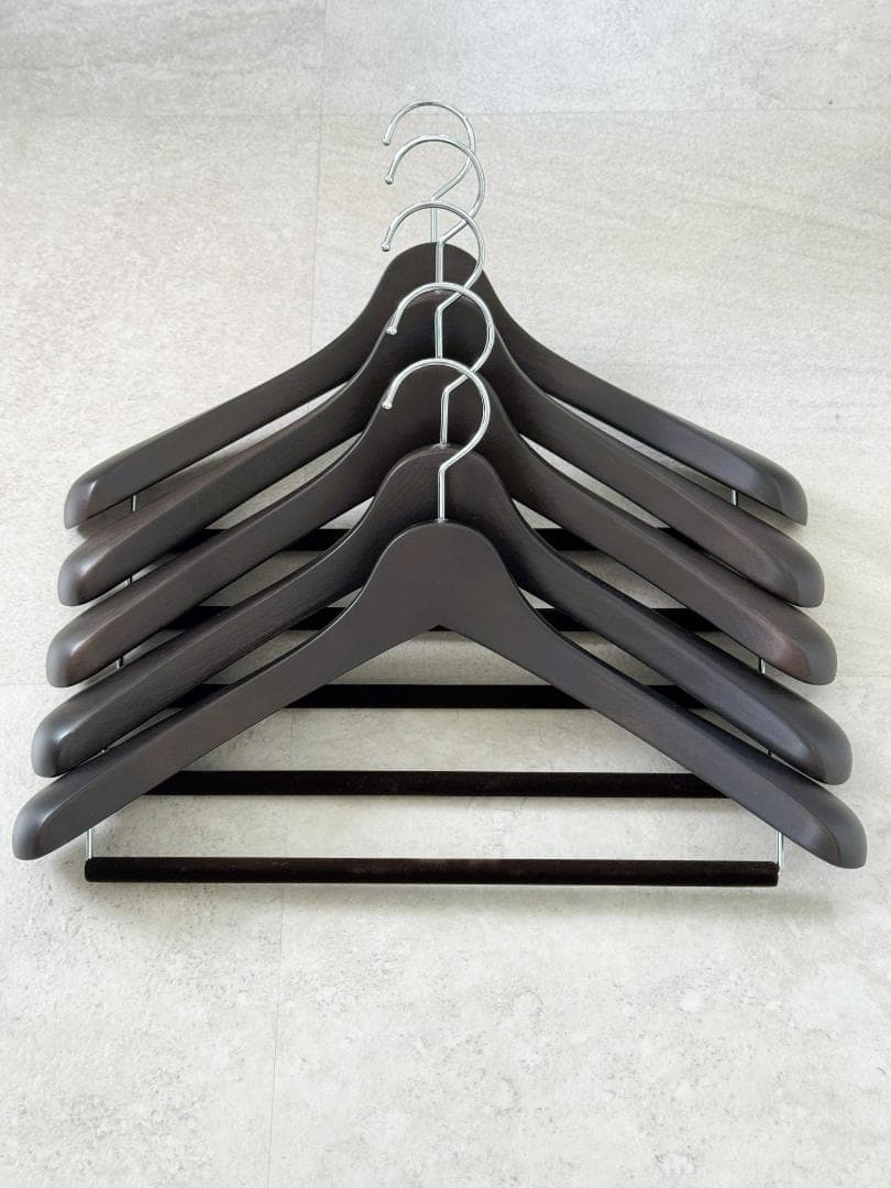 ナカタハンガー スーツハンガー 5本組 スモークブラウン 430mm