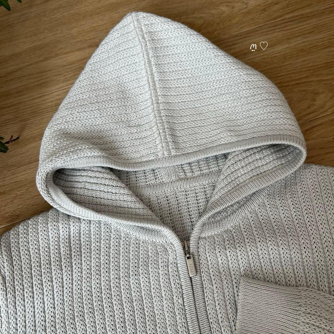 フォクシー　コットンシルクニットパーカー　フーディファン　38　アイスブルー