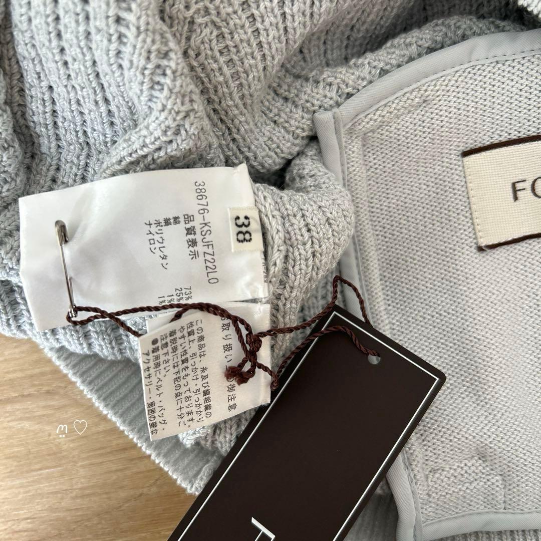 フォクシー　コットンシルクニットパーカー　フーディファン　38　アイスブルー