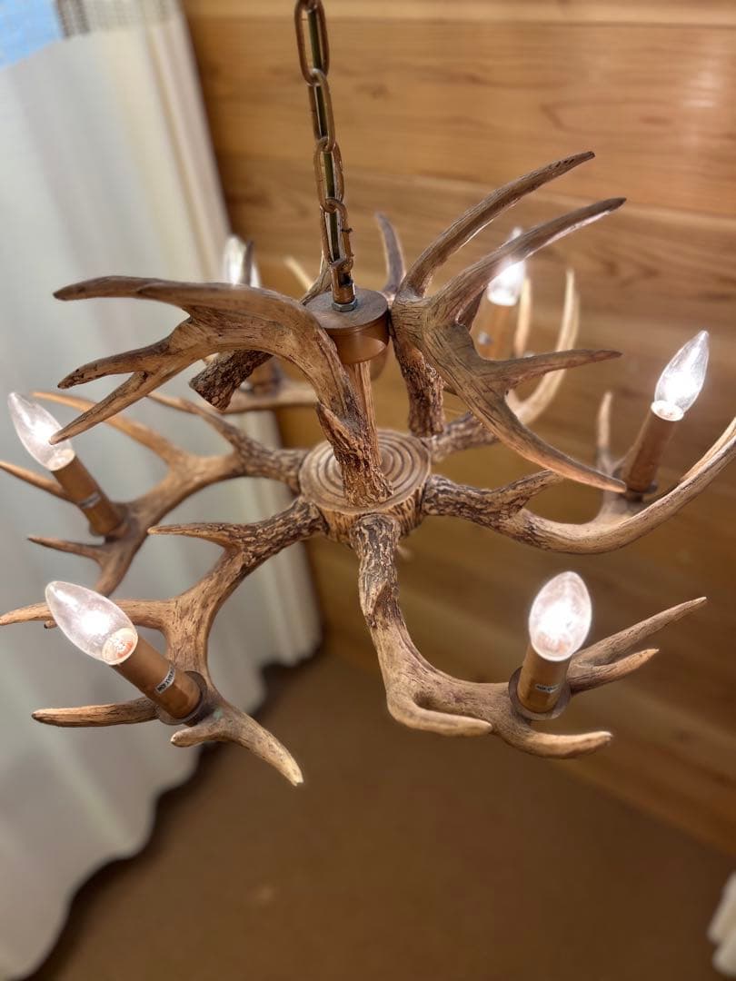 （中古）北欧 鹿の角 ライト⑨天井照明器具シーリングライト シャンデリア