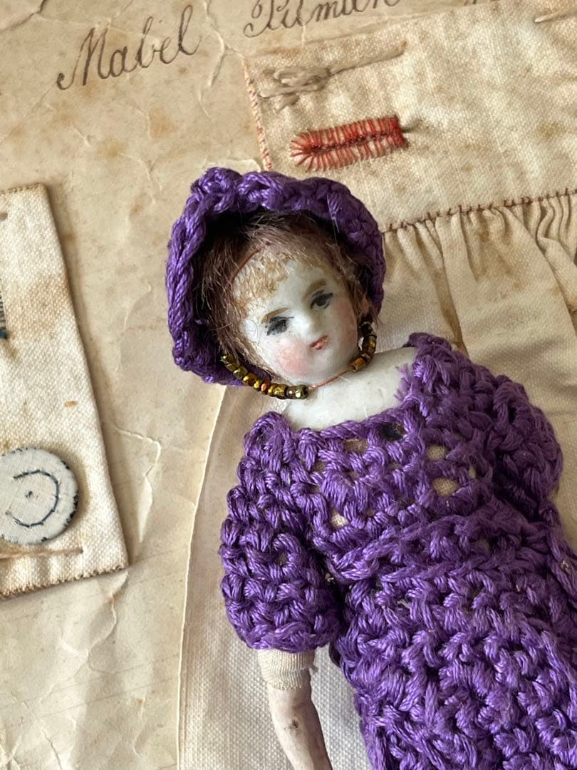 アンティークビスクドール陶器小さなドールミニョネット レトロ人形ハンドメイド