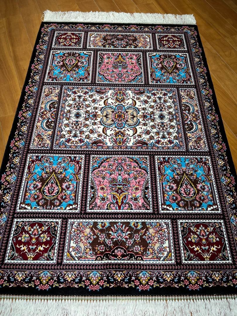 最高級ペルシャ絨毯 シルク イラン産 クム 60×90cm 122万ノット