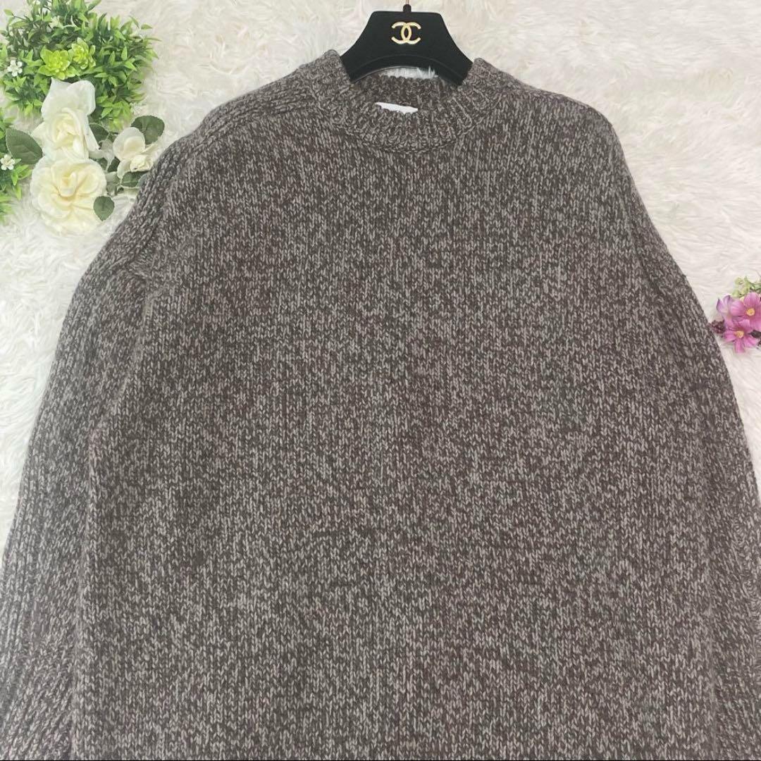 現行✨HYKE✨メランジ 厚手ロングニットワンピース オーバーサイズ