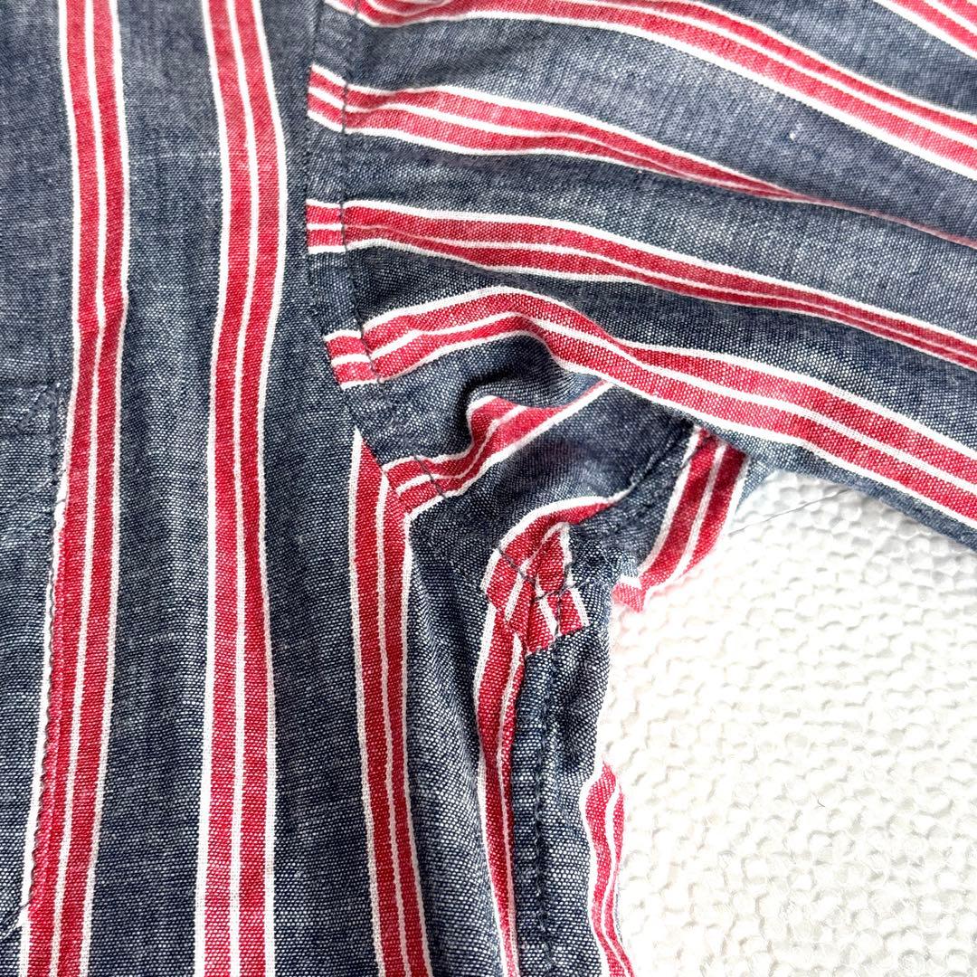 【美品/レデイースM】　45R　45rpm　ボタンダウンシャツ　長袖　ストライプ