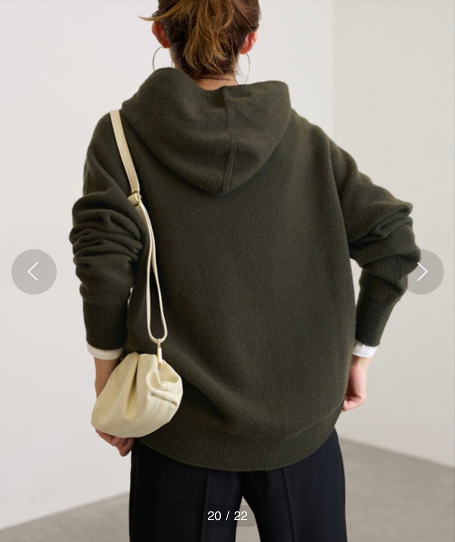 FRAMeWORK ウールカシミヤ フード パーカー ニット ダークグリーン