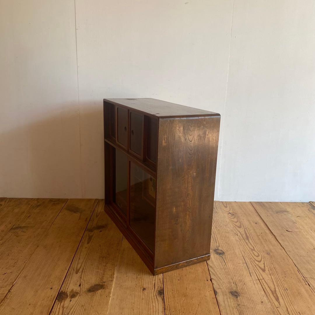 アンティーク ガラス 戸棚 キャビネット 箪笥 昭和レトロ y151