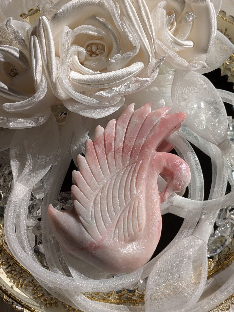 希少　⚜️ピンクオパール⚜️　ミルキーピンク　スワン　白鳥　天然石