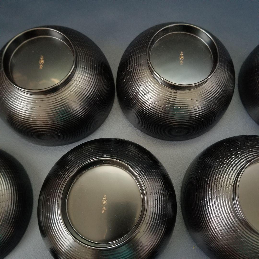 輪島塗 大向高洲堂 月に春秋 桜 楓 金蒔絵 漆器 吸物椀 5客 共箱