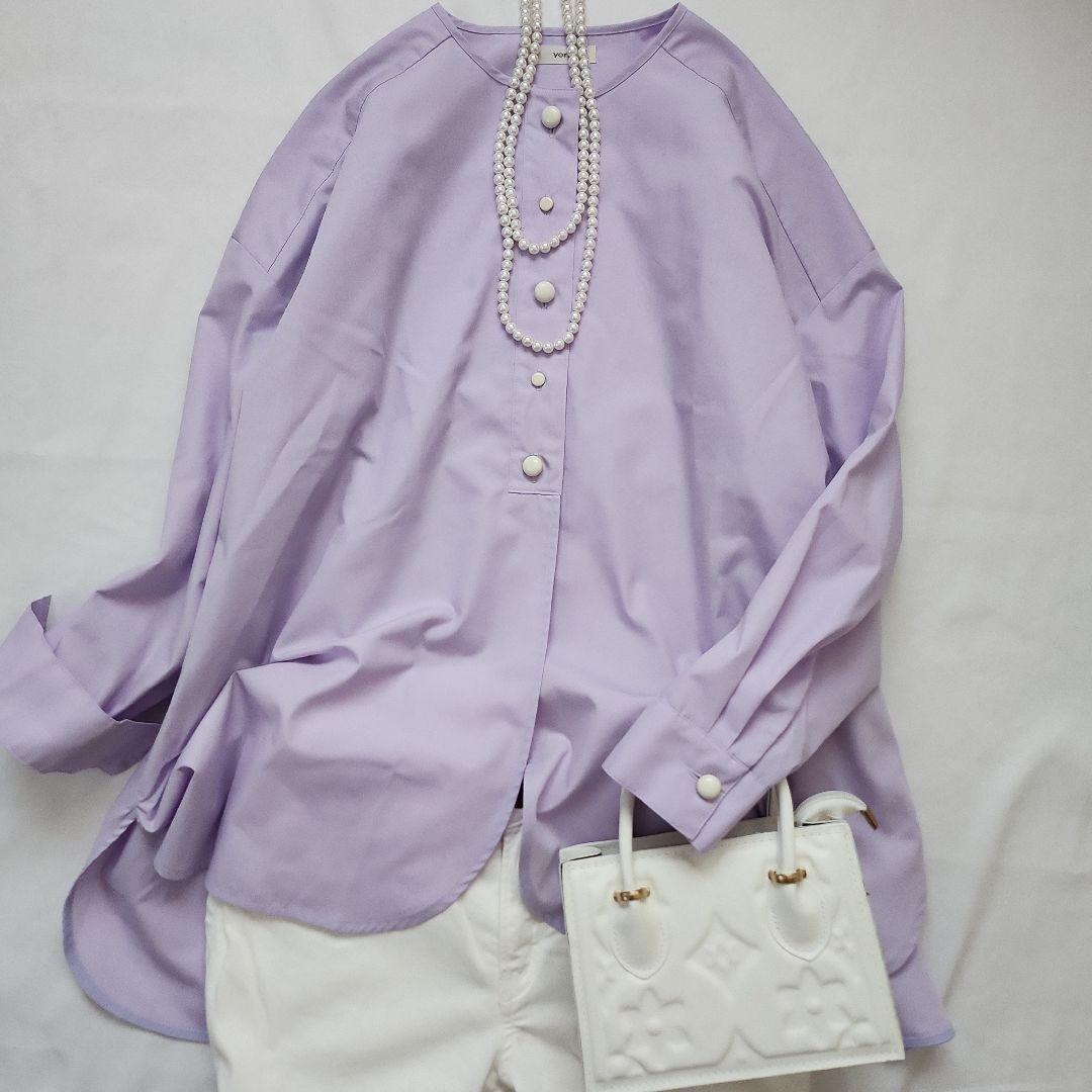 美品❤ヨリyori 　キャンディボタンシャツ　 ライトパープル