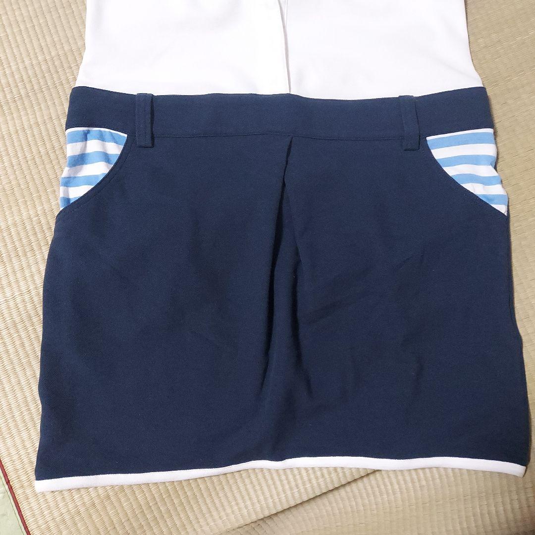 レディース ゴルフ ワンピース ホワイト ネイビー