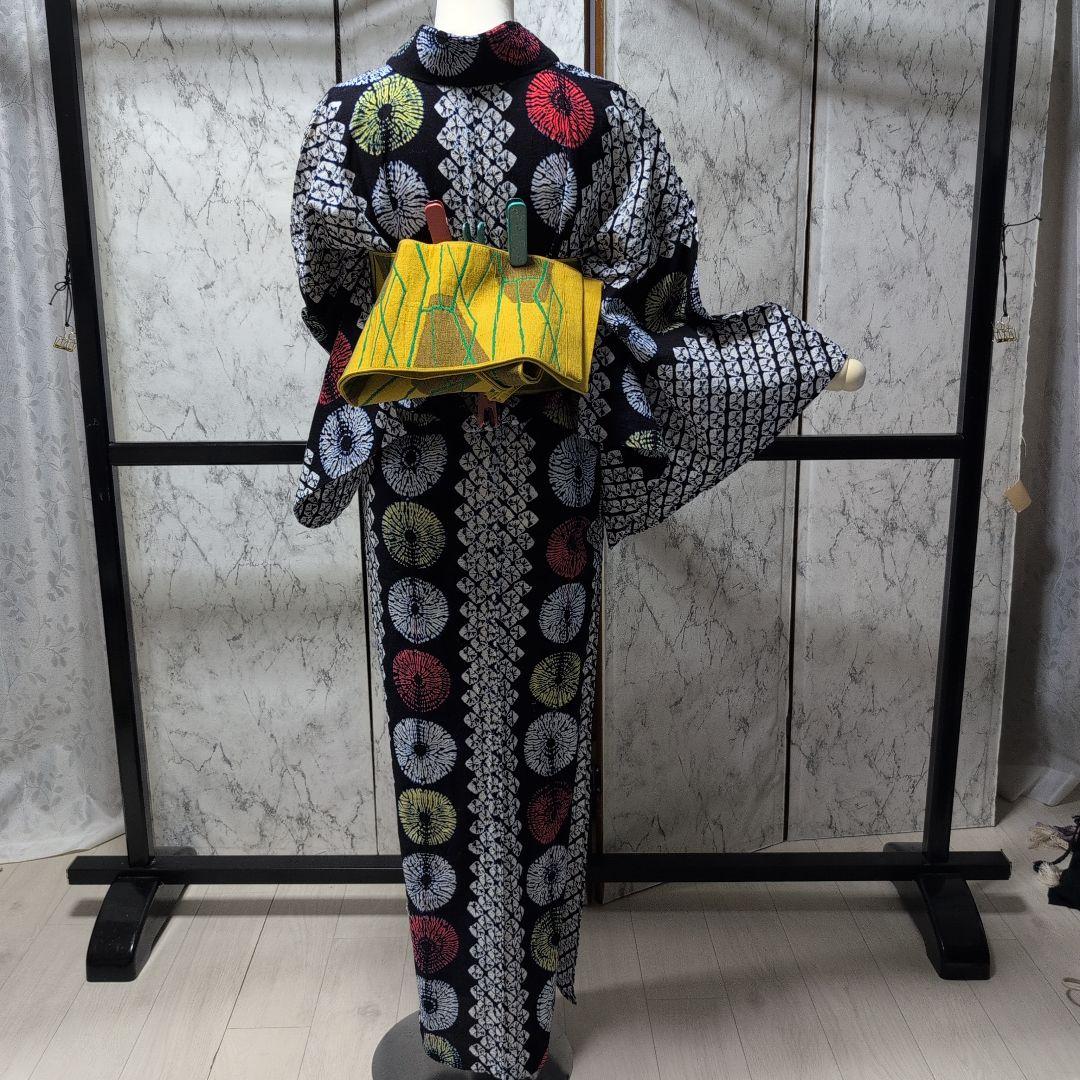 IaIachan様ご購入品高級有松絞り浴衣　花火柄 背当て、居敷き当て付き