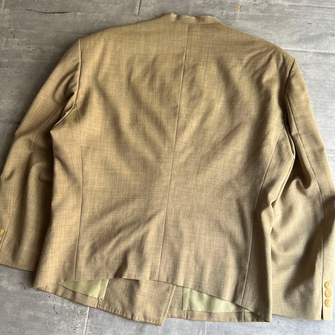 イッセイミヤケメン　アーカイブ　80s　筆タグ　ノーカラージャケット　ベージュ