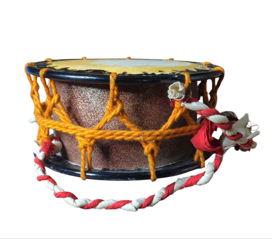 【希少】 締太鼓 紐締め バチ 2組 平太鼓 和太鼓 34.5cm