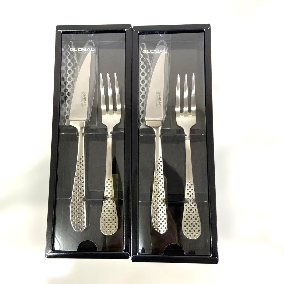 。【新品】GLOBAL グローバル　ステーキナイフ&フォークセット吉田金属　2組