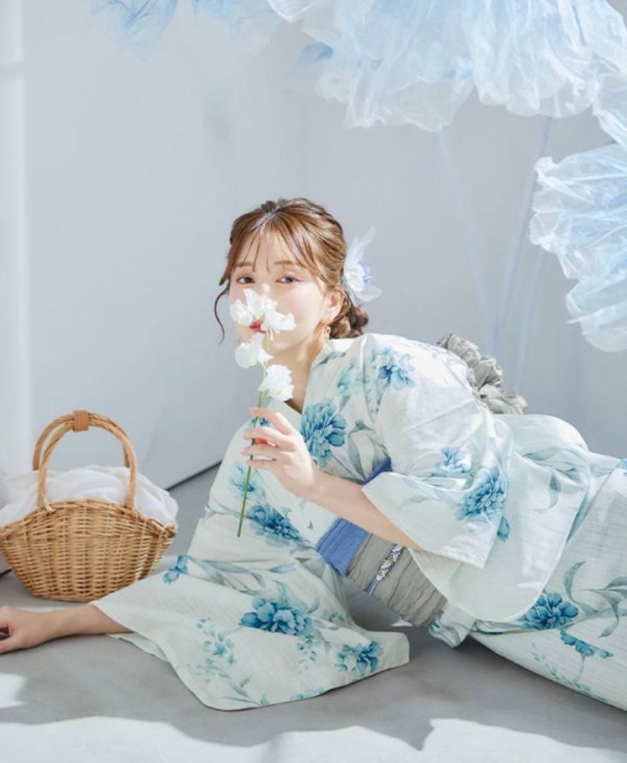 sugar nine 浴衣　ブルーグリーン花柄浴衣 浴衣3点セット