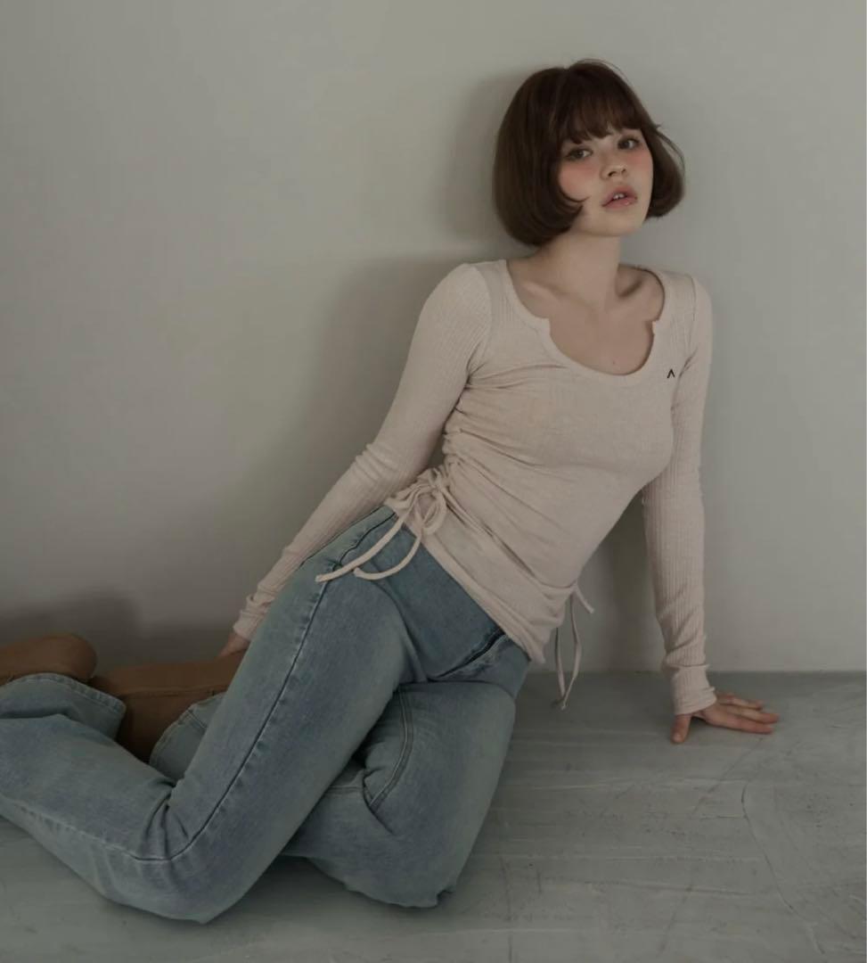 【即日発送】andmary Lala shirring ribbon tops