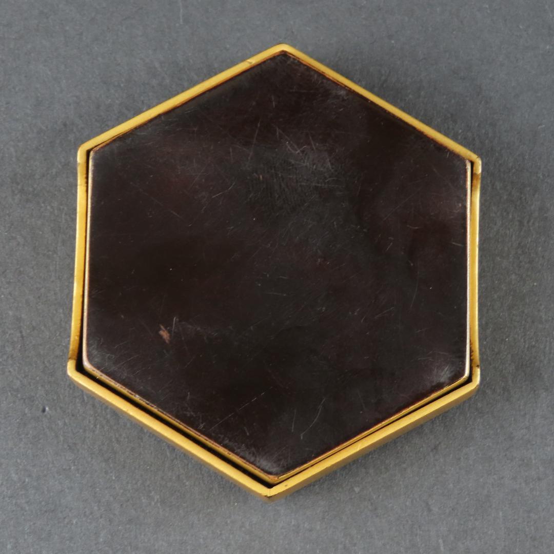 324 時代蒔絵香合 蘆葉達磨大師図 金梨子 江戸時代/煎茶道具