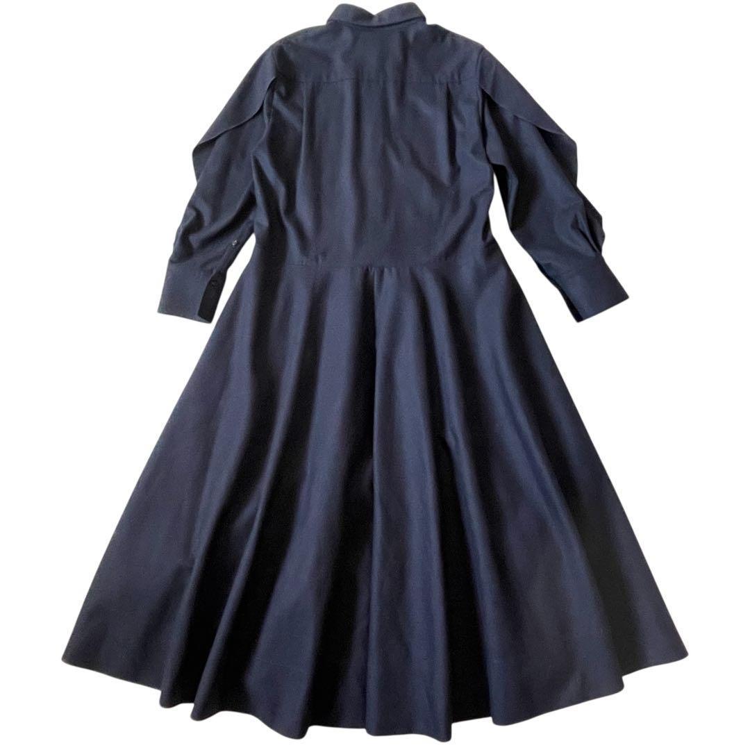 2024 エブール ウールカシミアポプリン リボンタイワンピース 定価10.8万