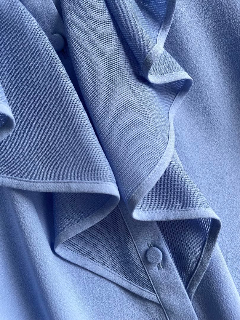 未使用タグ付き✨アナイ 2025 ジョーゼットカラミラッフルブラウス 38 水色