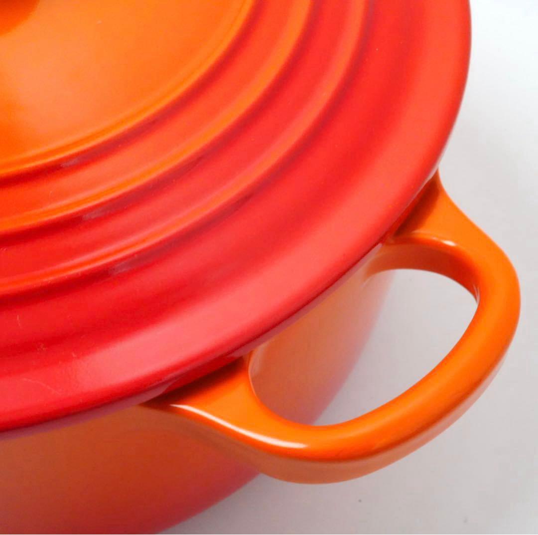 【極美品】LE CREUSET　ココット ロンド オレンジ22cm