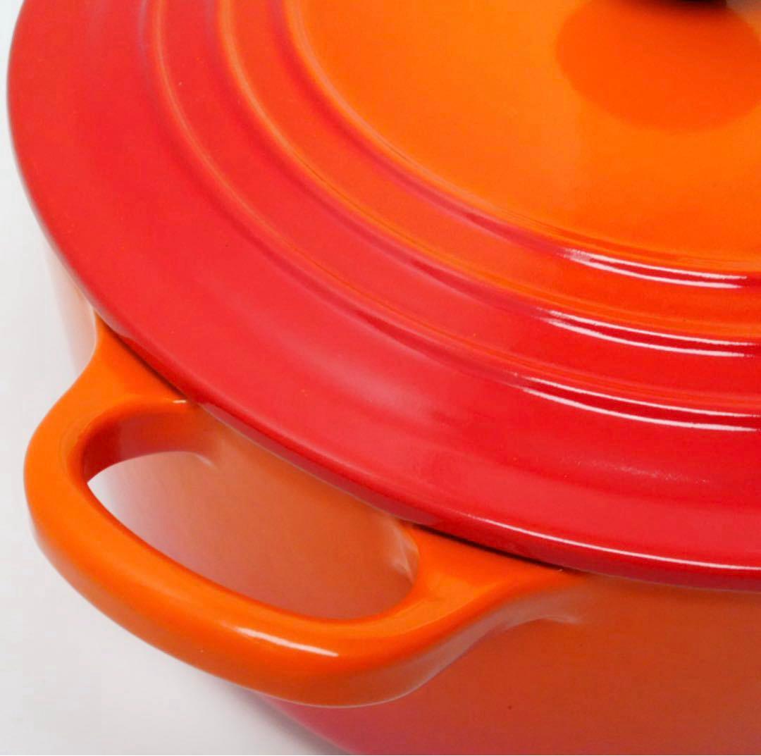 【極美品】LE CREUSET　ココット ロンド オレンジ22cm