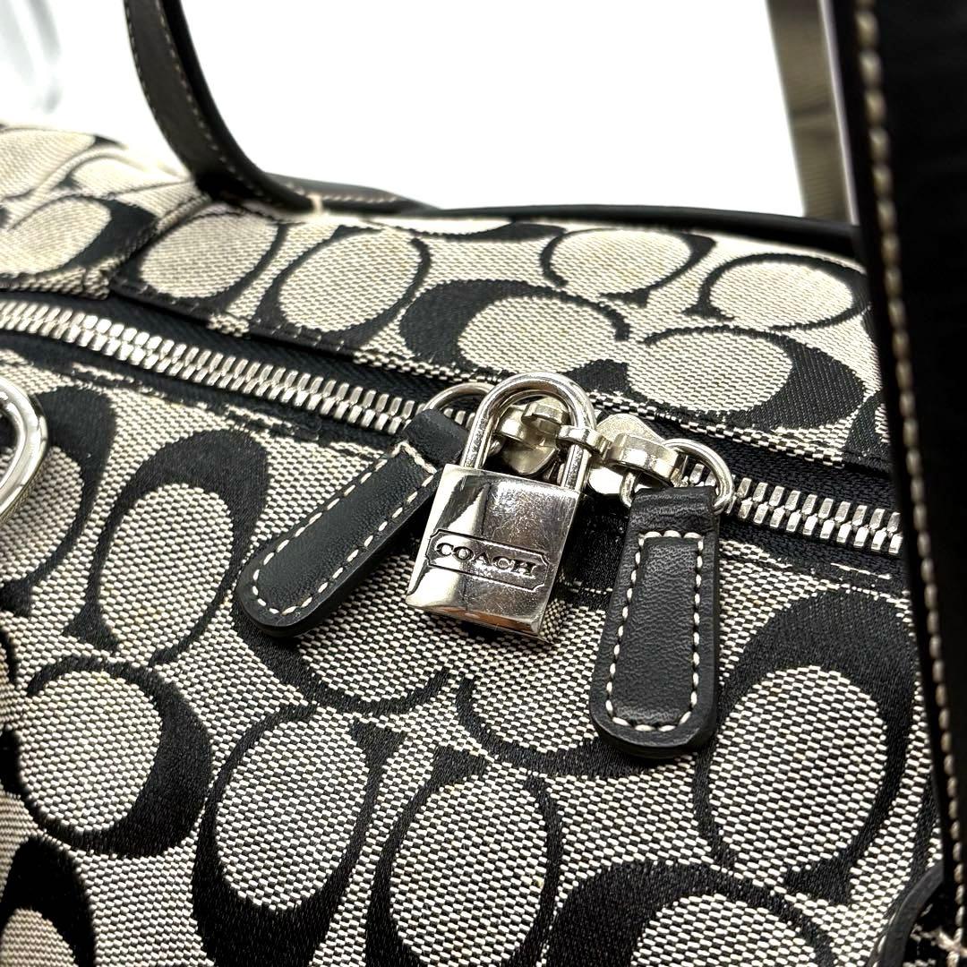 美品COACH コーチ 2way ボストンバッグ シグネチャー ブラック グレー