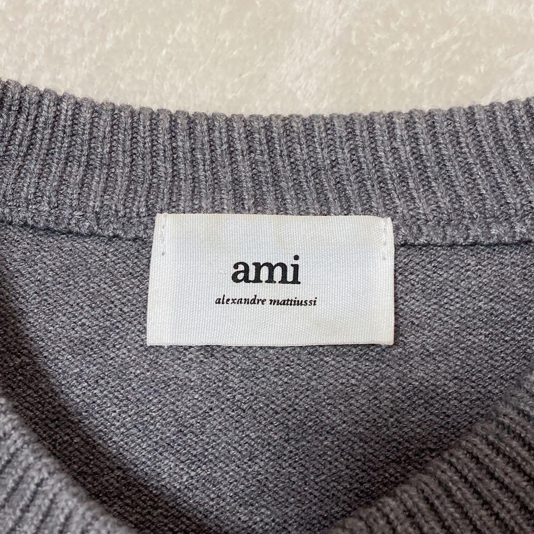 【美品】ami paris アミパリス ハートロゴ刺繍 クルーネック セーターM