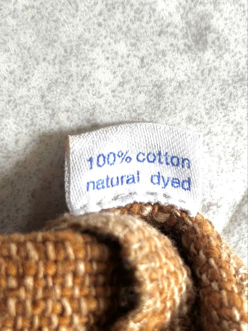 美品　うさと　usaato 天然草木染　ノーカラー　Aラインワンピース　手織り