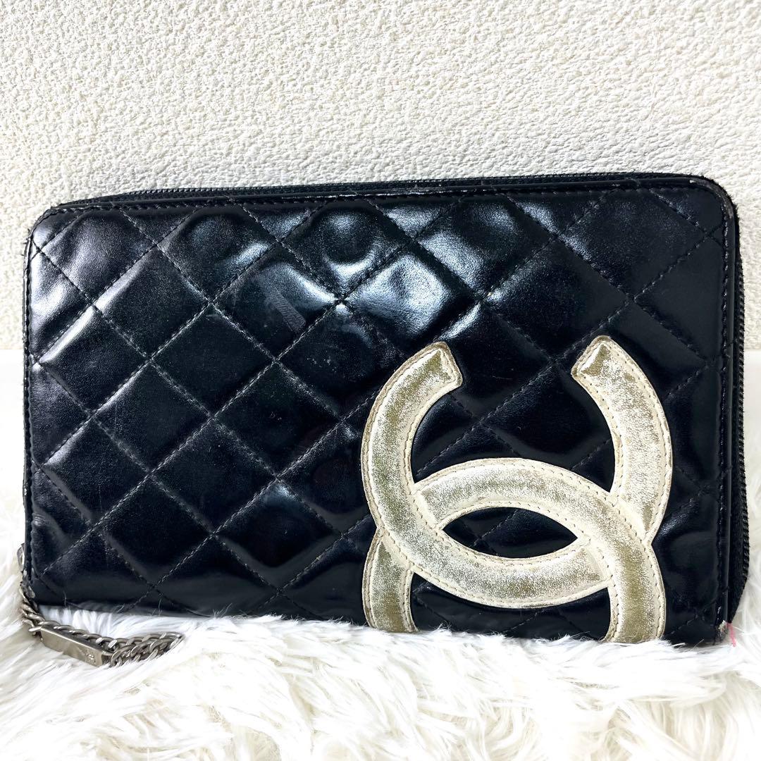 シャネル　CHANEL ラウンドファスナー　長財布　カンボンライン　ココマーク